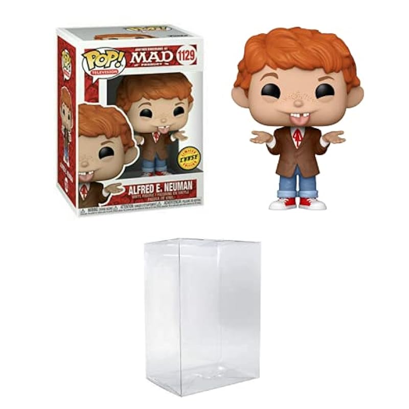 Funko Pop! TV: MAD TV - Alfred E. Neuman Chase Version Bundle with EcoTEK Pop Protector Statues Funko