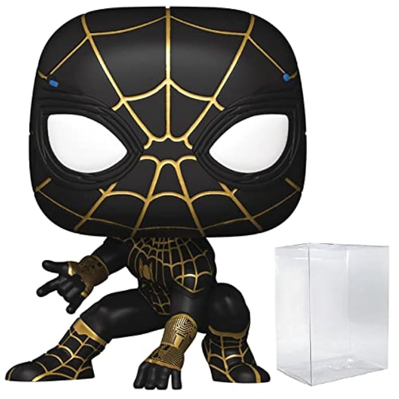 Spider-Man POP Marvel No Way Home - Spiderman in Black and Gold Suit Funko Pop! Vinyl Figure (Bundled with Compatible Pop Box Protector Case), Multi, 3.75 inches Bobbleheads Funko