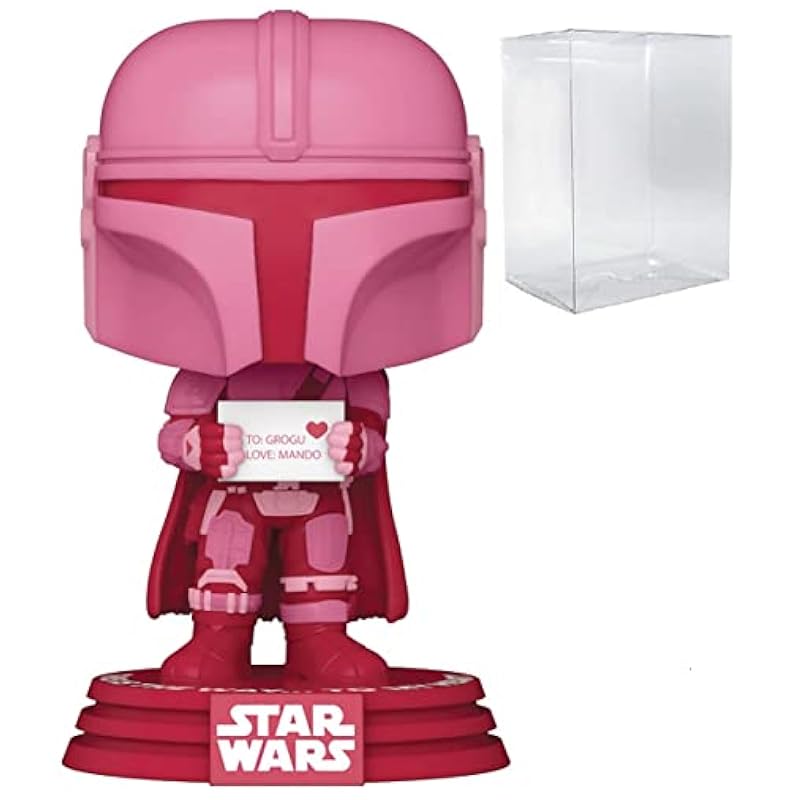 Funko Star Wars: Valentines - Mandalorian [Din Djarrin] Funko Pop! Vinyl Figure (Bundled with Compatible Pop Box Protector Case), Multied, 3.75 inches Bobbleheads