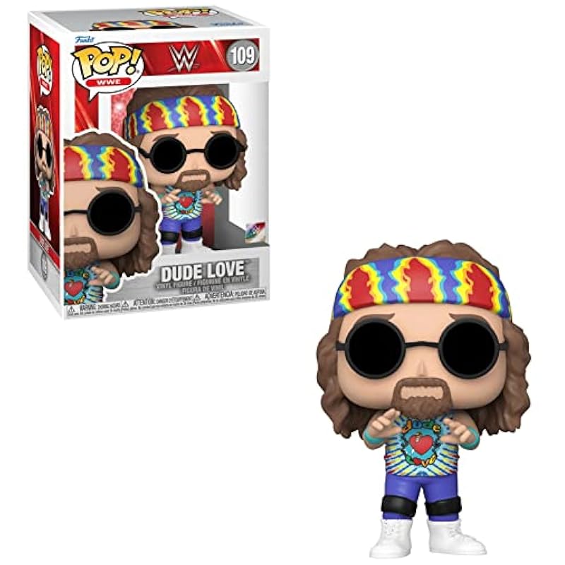 POP WWE: Dude Love Funko Pop! Vinyl Figure (Bundled with Compatible Pop Box Protector Case), Multi, 3.75 inches Funko Bobbleheads