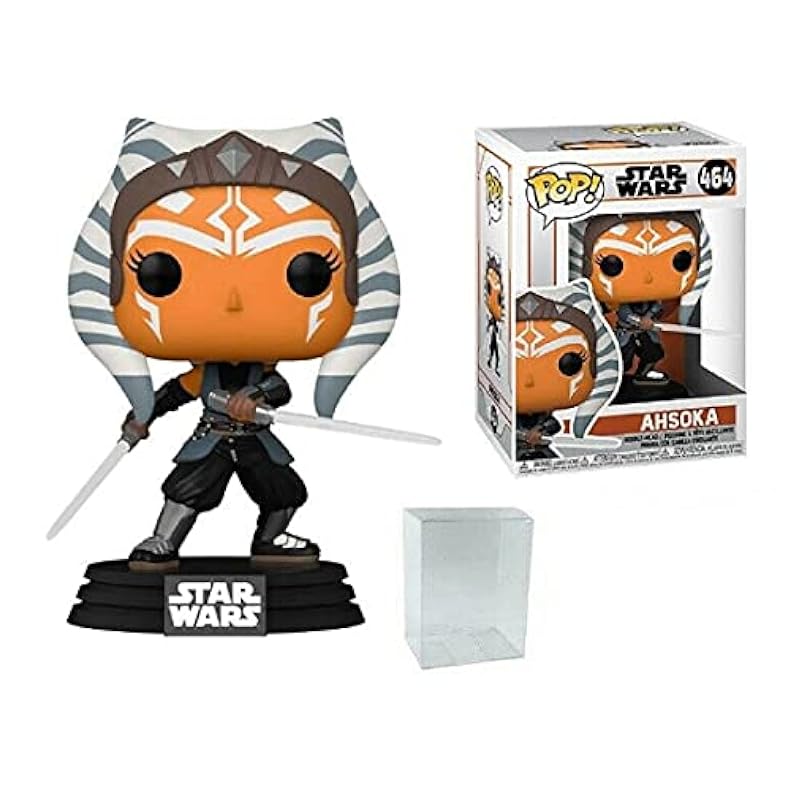POP Star Wars: The Mandalorian - Ahsoka Tano with Lightsabers Funko Pop! Vinyl Figure #464 (Bundled with Compatible Pop Box Protector Case), 3.75 inches Funko Action Figures