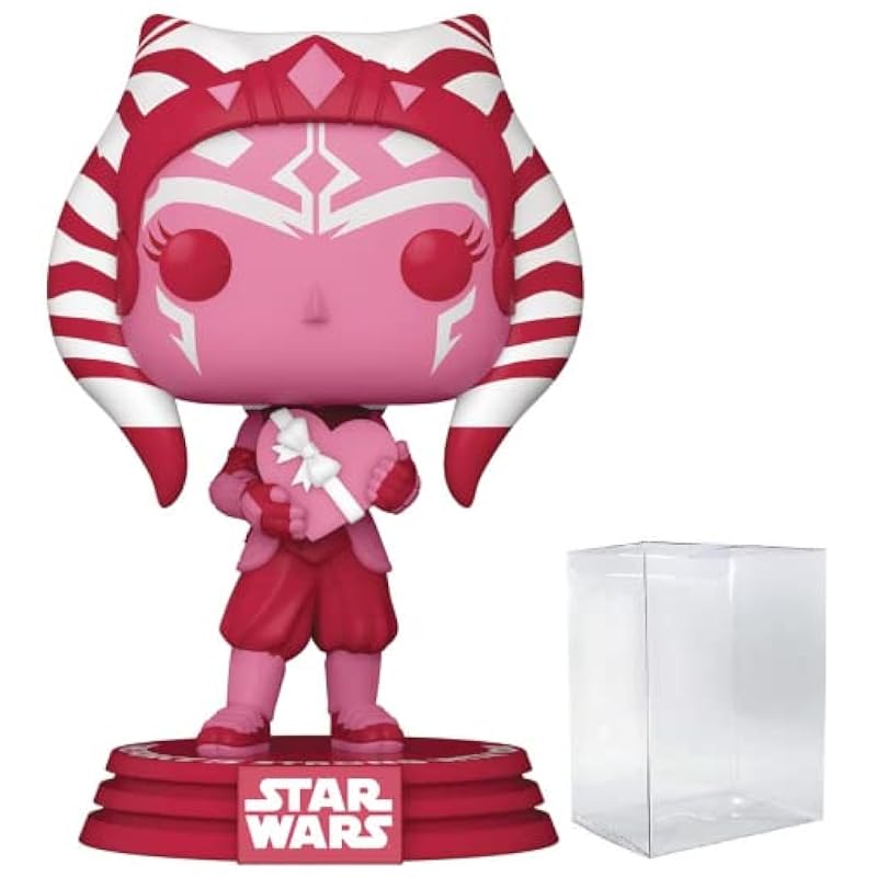 Statues Funko POP Star Wars: Valentines - Ahsoka Tano Funko Vinyl Figure (Bundled with Compatible Box Protector Case), Multied, 3.75 inches