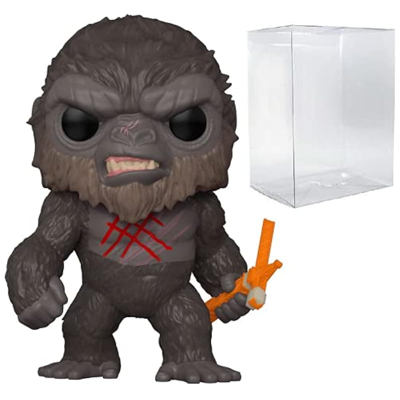 POP Godzilla vs Kong - Battle Scarred King Kong Funko Pop! Vinyl Figure (Bundled with Compatible Pop Box Protector Case), Multied, 3.75 inches Action Figures Funko