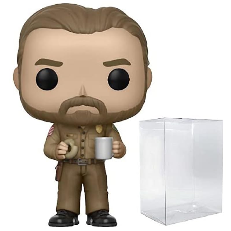 POP [Stranger Things - Chief Hopper with Donut Limited Edition Chase Funko Vinyl Figure (Bundled with Compatible Box Protector Case), Multi, 3.75 inches Funko Action Figures