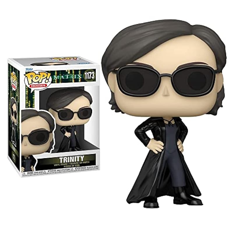 Trinity Funko Pop Protector Bundle – Movies: The Matrix Resurrections – Trinity Pop Figurine 3.75 Inch with Clear Plastic Pop Protector Case Funko Bobbleheads