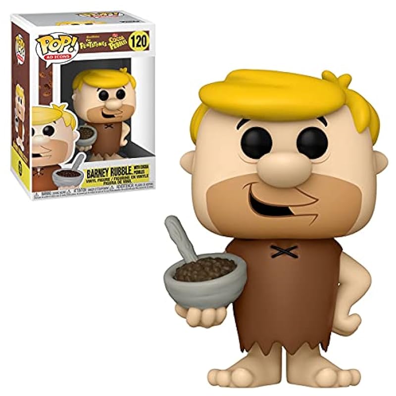 POP Ad Icons: Cocoa Pebbles - Barney Rubble with Cereal Funko Pop! Vinyl Figure (Bundled with Compatible Pop Box Protector Case), Multied, 3.75 inches Statues Funko