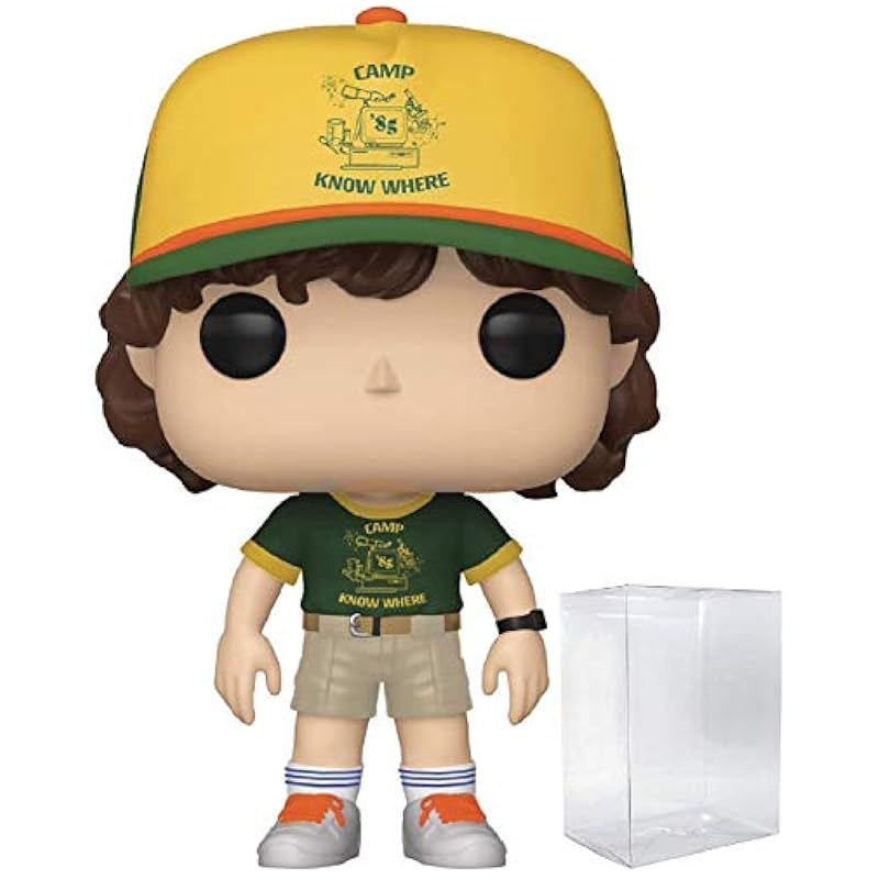 Action Figures Funko Funko POP [Stranger Things] - Dustin Henderson at Camp Pop! Vinyl Figure (Bundled with Compatible Pop Box Protector Case), Multi, 3.75 inches
