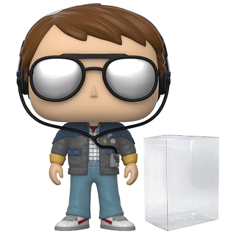 POP Back to The Future - Marty McFly with Glasses Funko Vinyl Figure (Bundled with Compatible Box Protector Case), Multied, 3.75 inches Action Figures Funko