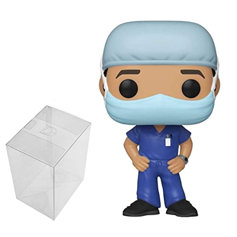 Action Figures Funko Funko Pop! Heroes: Front Line Worker- Male Hospital Worker #1 Bundle with 1 PopShield Pop Box Protector