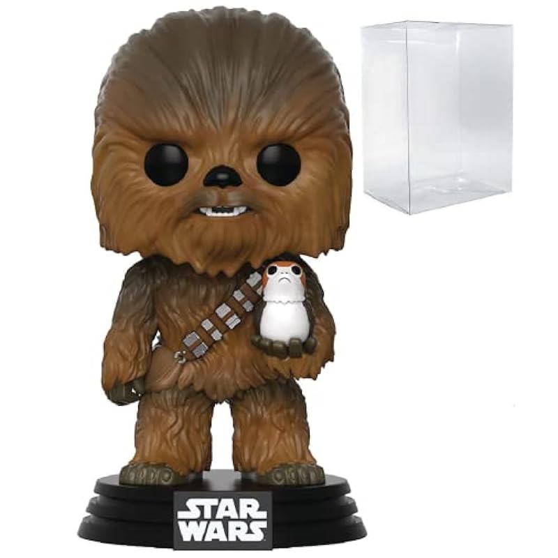 Star Wars: The Last Jedi - Chewbacca with PORG Funko Pop! Vinyl Figure (Bundled with Compatible Pop Box Protector Case), Multi, 3.75 inches Funko Action Figures