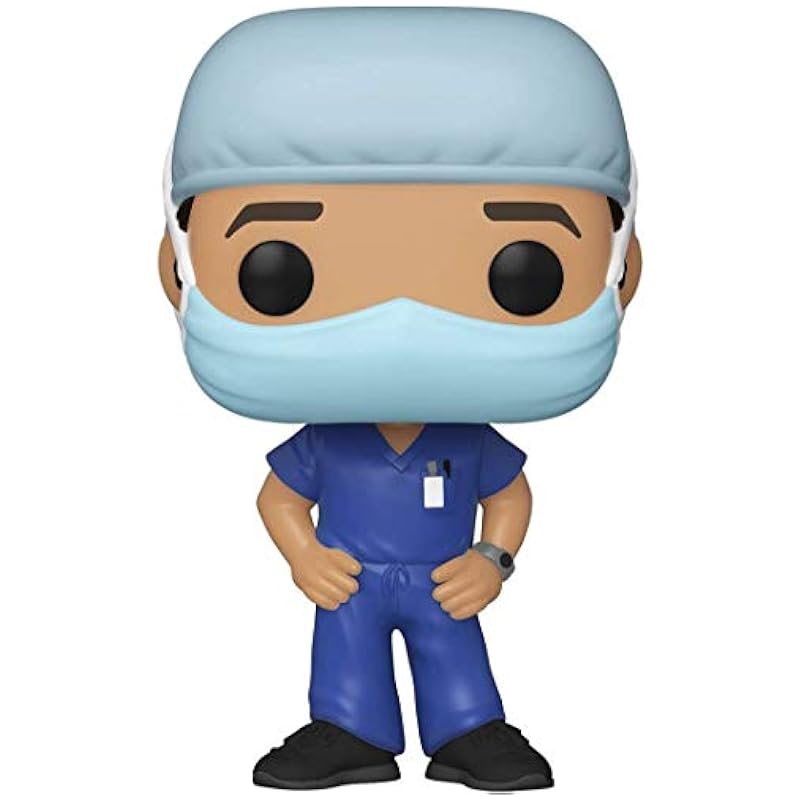 Action Figures Funko Funko Pop! Heroes: Front Line Worker- Male Hospital Worker #1 Bundle with 1 PopShield Pop Box Protector