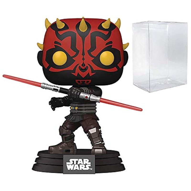 POP Star Wars: Clone Wars - Darth Maul Funko Pop! Vinyl Figure (Bundled with Compatible Pop Box Protector Case), Multi, 3.75 inches Funko Action Figures