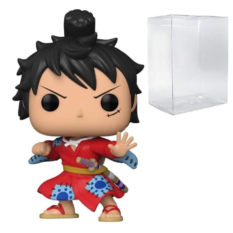 POP One Piece - Luffytaro Luffy in Kimono Funko Pop! Vinyl Figure (Bundled with Compatible Pop Box Protector Case), Multied, 3.75 inches Funko Action Figures