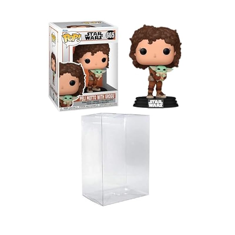 Funko Pop! Star Wars: The Mandalorian - Peli Motto with Grogu Bundled with a Byron's Attic Pop Protector Bobbleheads Funko