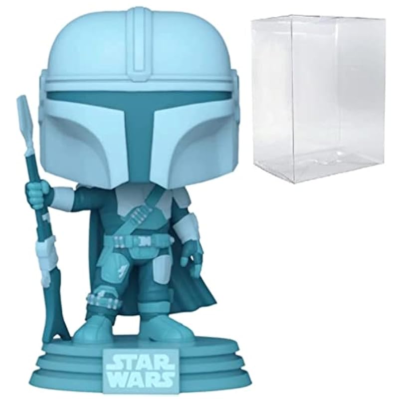 POP Star Wars: The Mandalorian - Mandalorian (Din Djarrin) Hologram Glow-in-The-Dark Exclusive Funko Vinyl Figure (Bundled with Compatible Box Protector Case) Funko Action Figures