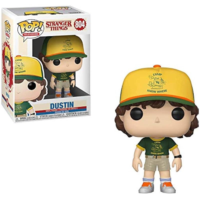 Action Figures Funko Funko POP [Stranger Things] - Dustin Henderson at Camp Pop! Vinyl Figure (Bundled with Compatible Pop Box Protector Case), Multi, 3.75 inches