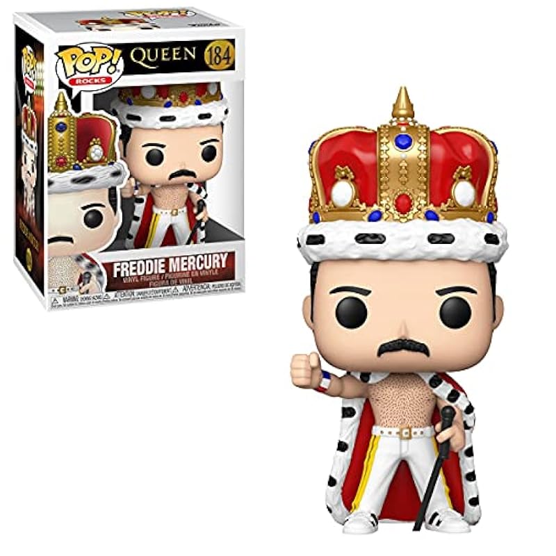 Bobbleheads Funko POP Queen - Freddie [Mercury] King Funko Pop! Vinyl Figure (Bundled with Compatible Pop Box Protector Case), Multi, 3.75 inches