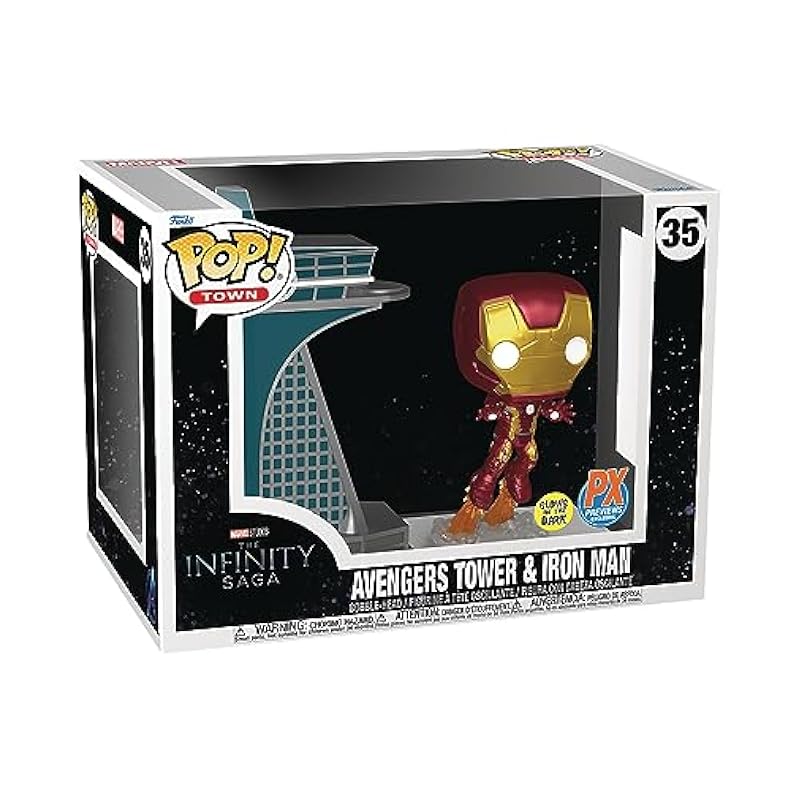 Pop! Town: Avengers: Age of Ultron - Avengers Tower with Iron Man (Glow-in-The-Dark) PX Vinyl Figure Funko Bobbleheads