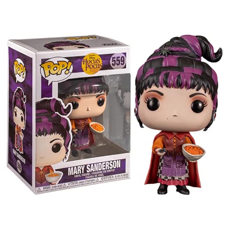 POP Disney: Hocus Pocus - Mary Sanderson with Cheese Puffs Funko Pop! Vinyl Figure (Bundled with Compatible Pop Box Protector Case), Multied, 3.75 inches Action Figures Funko