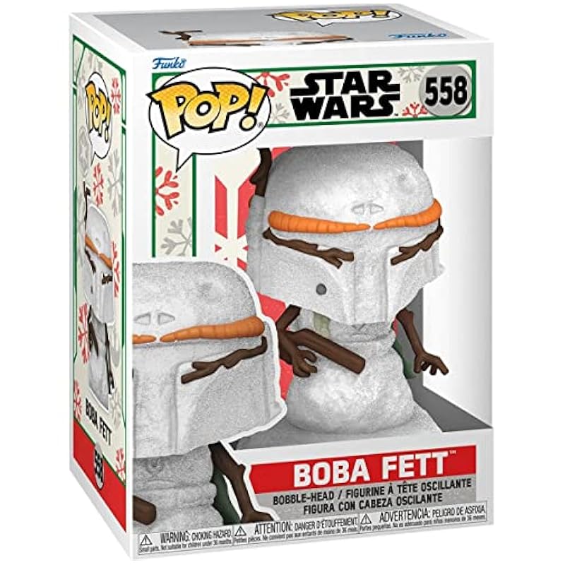 POP Star Wars: Holiday - Snowman Boba Fett Funko Vinyl Figure (Bundled with Compatible Box Protector Case), Multied, 3.75 inches Action Figures Funko