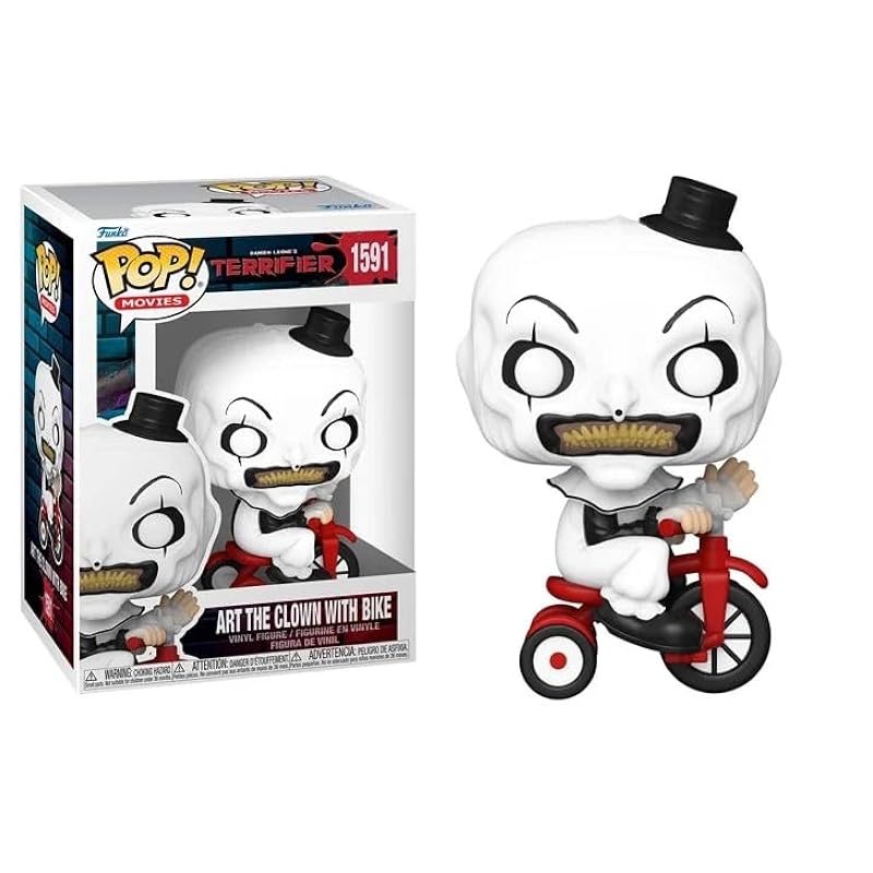 Bobbleheads Funko Funko Art The Clown + Pop Protector: Terrifier Pop! Movies Vinyl Figure (Collector Gift Set Bundled with ToyBop Brand Box Protector Case) (Art Riding Bike #1591/80706)