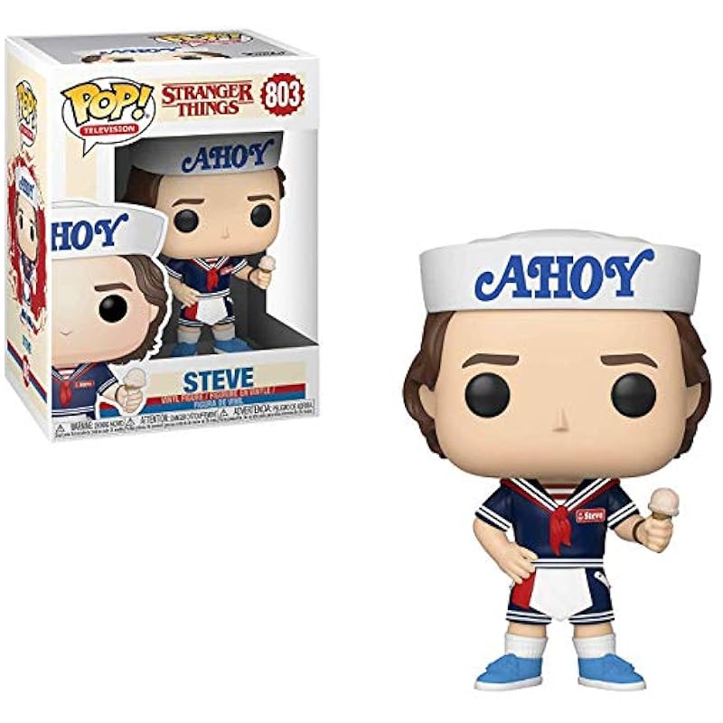 Funko Action Figures POP Stranger Things - Steve Harrington Scoops Ahoy Outfit Funko Pop! Vinyl Figure (Bundled with Compatible Pop Box Protector Case) Multied 3.75 inches