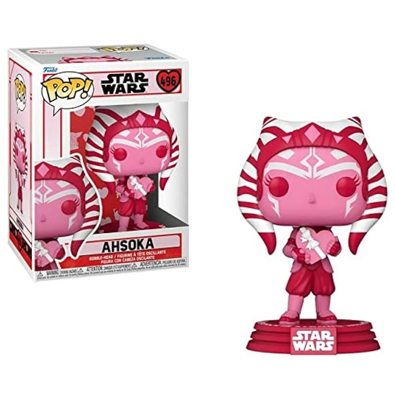 Statues Funko POP Star Wars: Valentines - Ahsoka Tano Funko Vinyl Figure (Bundled with Compatible Box Protector Case), Multied, 3.75 inches