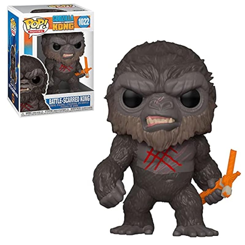POP Godzilla vs Kong - Battle Scarred King Kong Funko Pop! Vinyl Figure (Bundled with Compatible Pop Box Protector Case), Multied, 3.75 inches Action Figures Funko