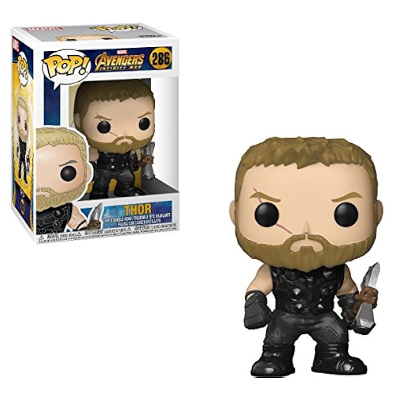 Bobbleheads Funko POP Marvel: Avengers Infinity War - Thor Funko Pop Vinyl Figure (Bundled with Compatible Pop Box Protector Case), Multied, 3.75 inches